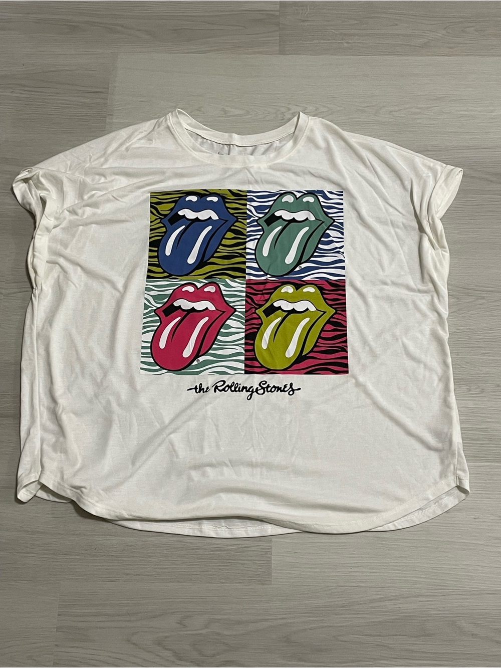 Terra & Sky White Tee with Multicolor Pop-Art Tongue Graphics